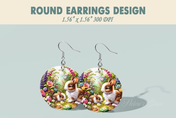 Easter Rabbits Embroidery Round Earring Design Review