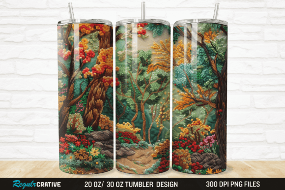 Embroidery Forest Landscape Tree Tumbler Review