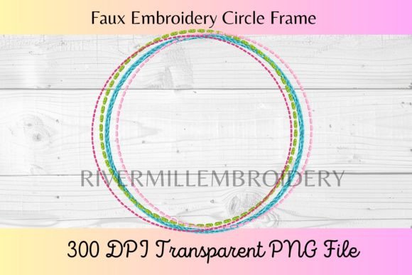 Faux Embroidery Circle Monogram Frame