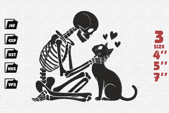 Skeleton Cat Embroidery