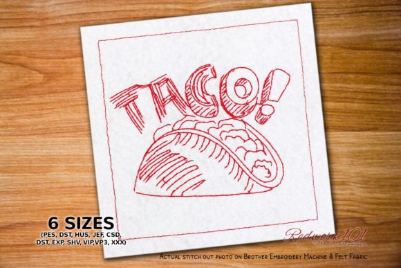 Taco with Taco Text Bluework Embroidery Review