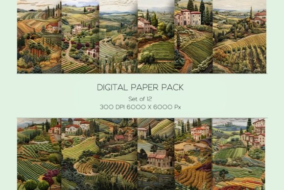 Tuscan Landscape Embroidery Paper Set